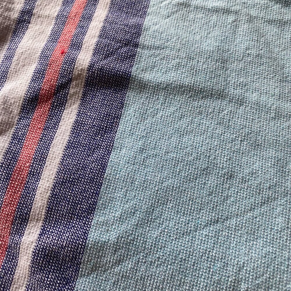 Preppy pastel striped white fringe 32x62" cotton blend beach towel - Picture 6 of 12